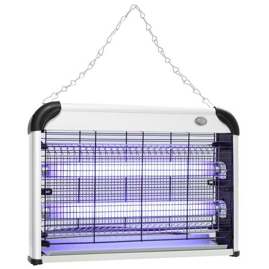 Photo of Outsunny Electric Fly Zapper, 20W Electric Fly Killer, Wall Hanging Bug Zapper Indoor & Outdoor Attracting Insect Mosquito Killer, Silver Tone in Tone colour on a white background