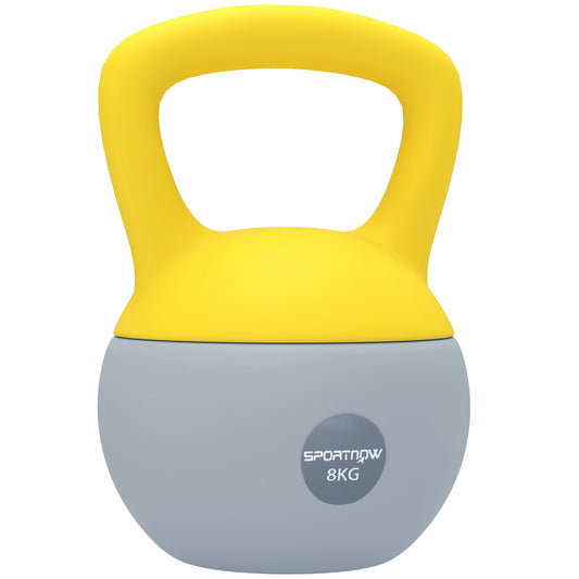 Photo of SPORTNOW 8KG Soft Kettlebell, Kettlebell with Non-Slip Handle for Home Gym, Weight Lifting, Strength Training, Yellow/Grey in Yellow/Grey colour on a white background
