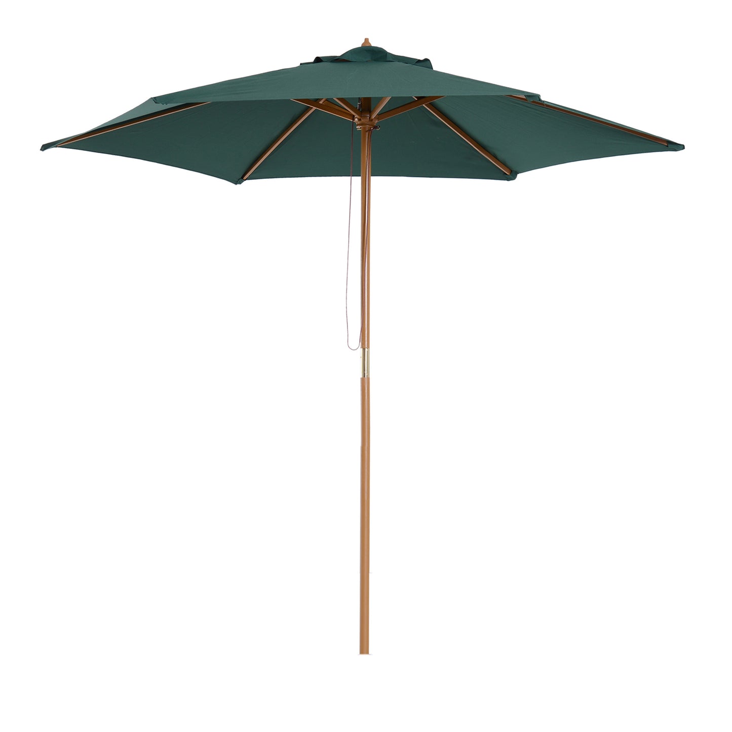 Photo of Outsunny 2.5m Wood Garden Parasol Sun Shade Patio Outdoor Wooden Umbrella Canopy Green in Green colour on a white background