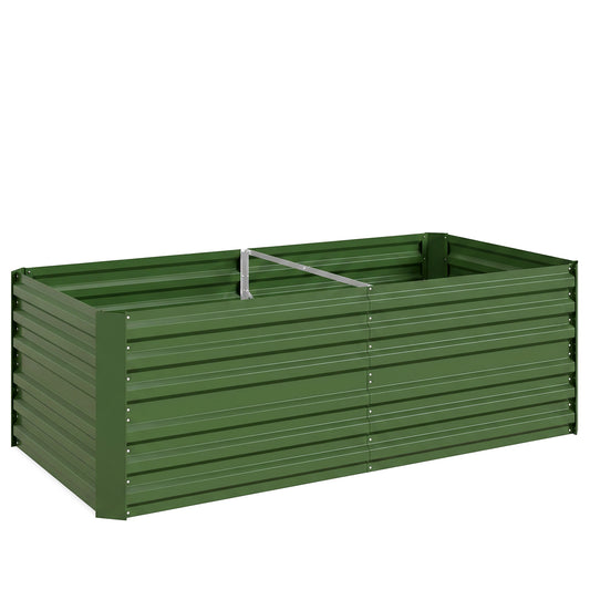 Photo of Outsunny Raised Beds for Garden, Galvanised Steel Outdoor Planters with Multi-reinforced Rods, 180 x 90 x 59 cm, Green in Green colour on a white background