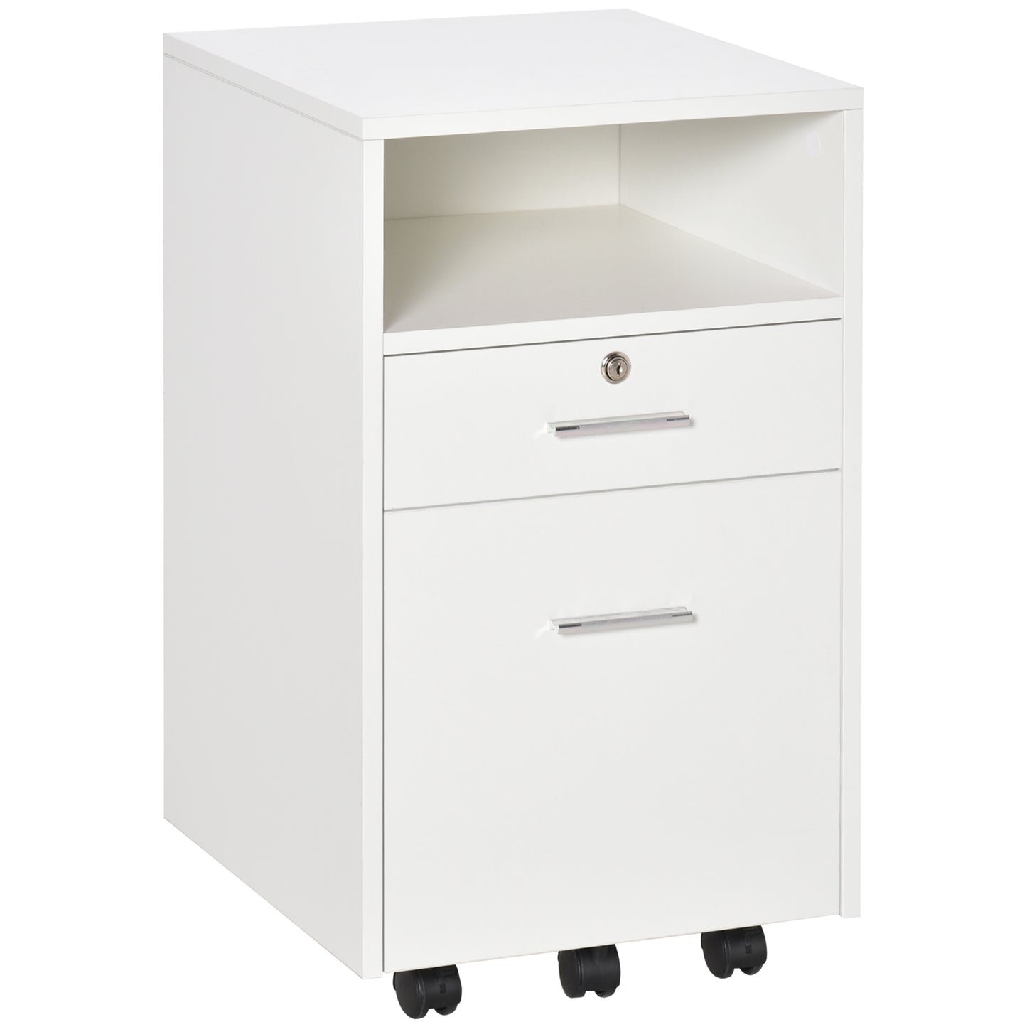 Photo of Vinsetto Lockable Two-Drawer Filing Cabinet, with Wheels - White in White colour on a white background