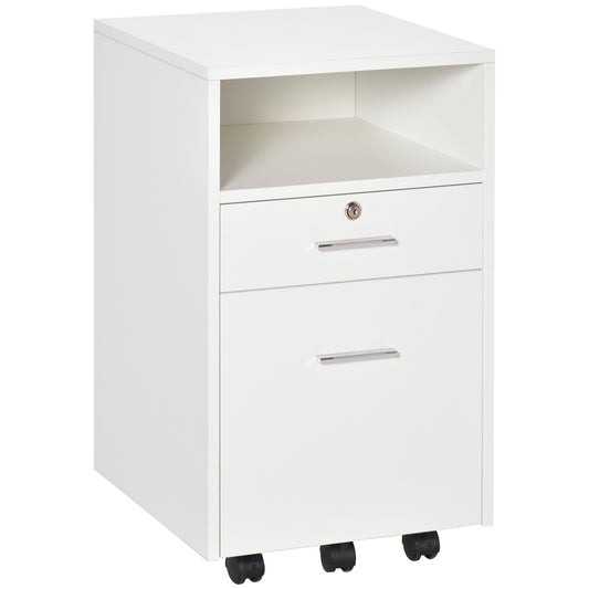 Photo of Vinsetto Lockable Two-Drawer Filing Cabinet, with Wheels - White in White colour on a white background