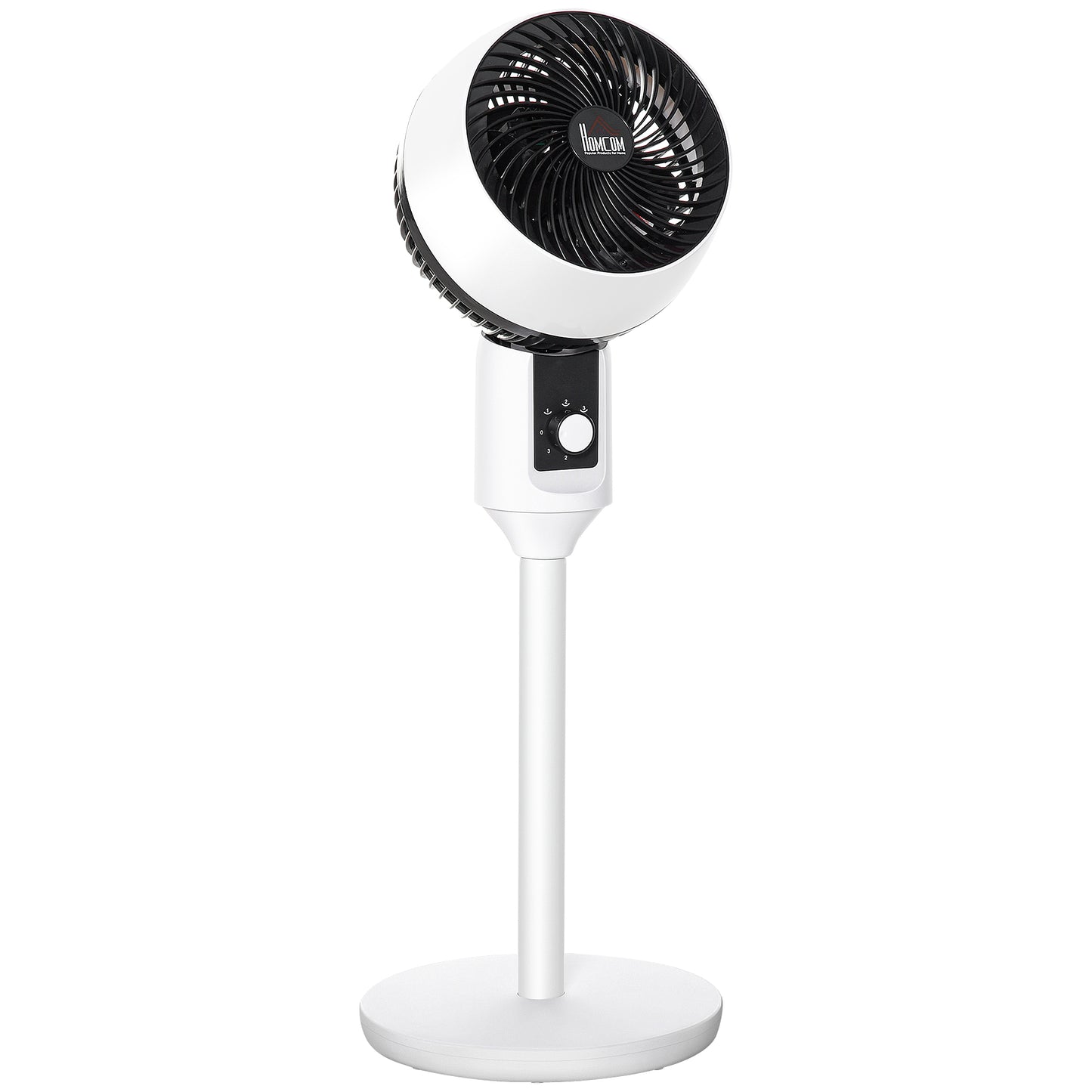 Photo of HOMCOM 9'' Air Circulator Fan 3 Speed, 70° Oscillation 90° Vertical Tilt, Carry Handle, Pedestal Fan, Pedestal Fan for Living Room, Bedroom, Office, White and Black in Black colour on a white background