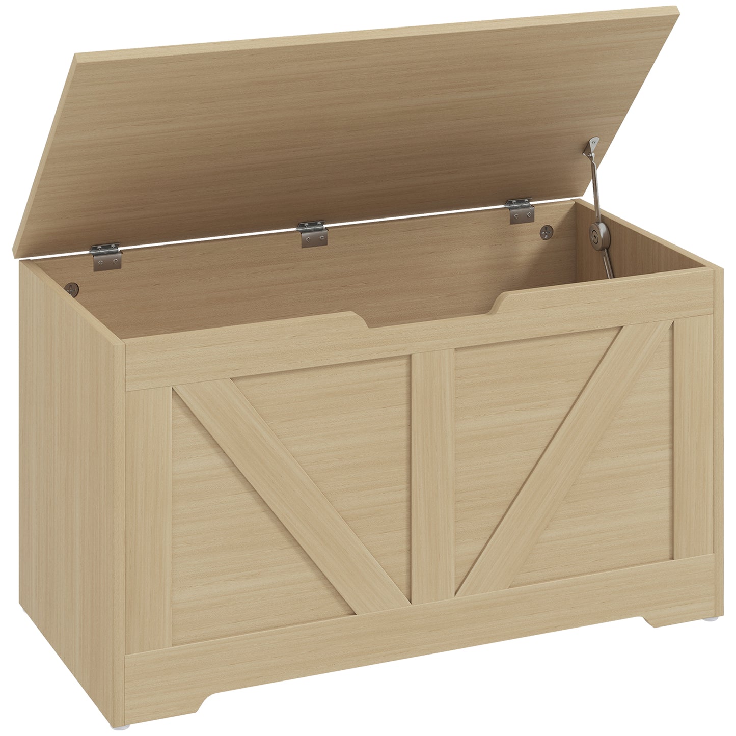 Photo of HOMCOM 100L Home Storage Box, with Safety Hinges - Natural Wood Finish in Finish colour on a white background