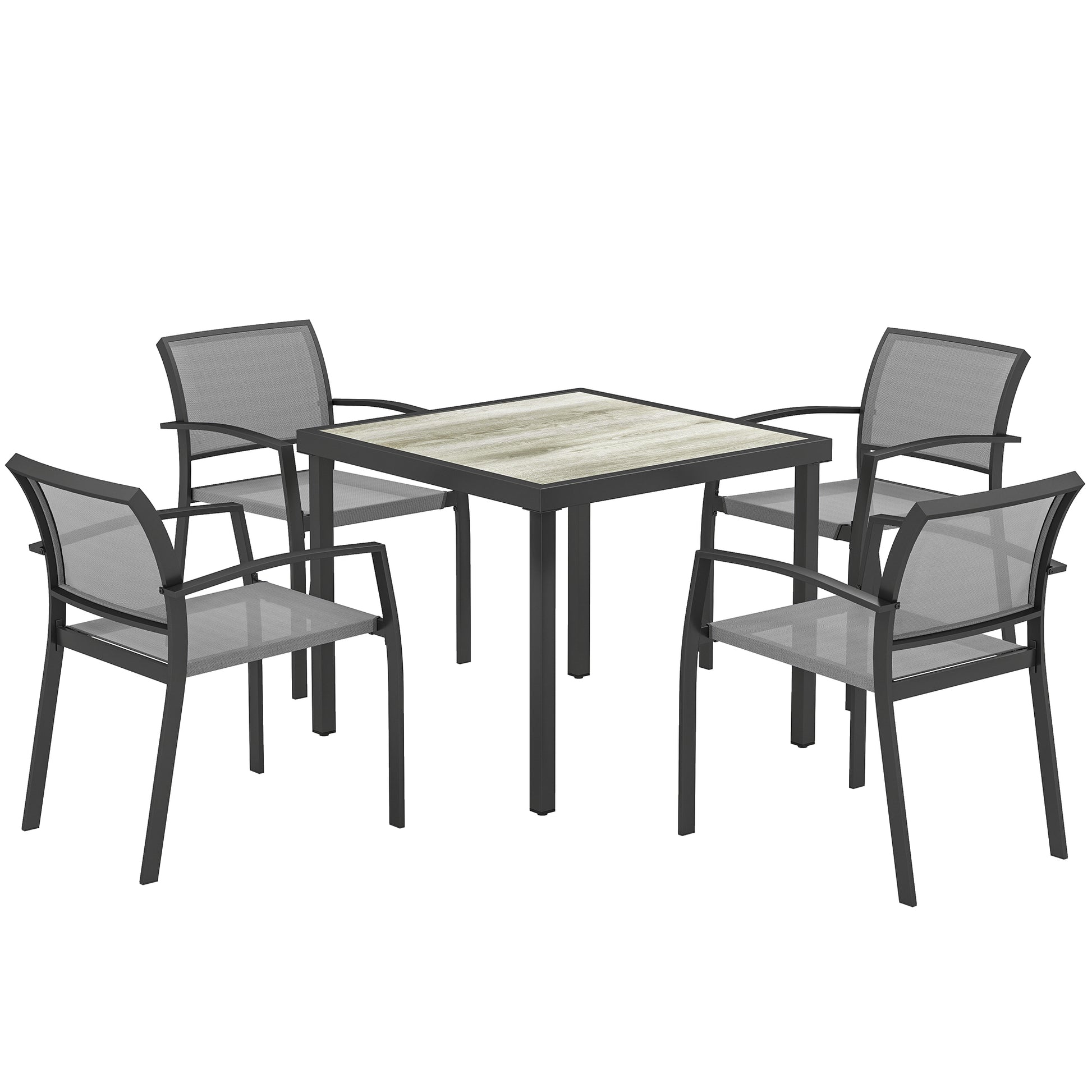 Photo of Outsunny Five-Piece Outdoor Garden Dining Set - Grey in Grey colour on a white background