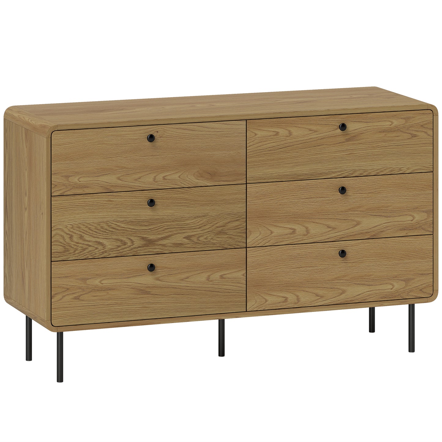 Photo of HOMCOM Chest of Drawers, 6 Drawer Dresser - Oak in Oak colour on a white background