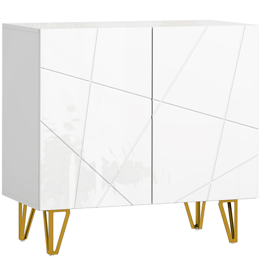 Photo of HOMCOM Modern Luxe High Gloss Sideboard, with Hairpin Legs - White in White colour on a white background
