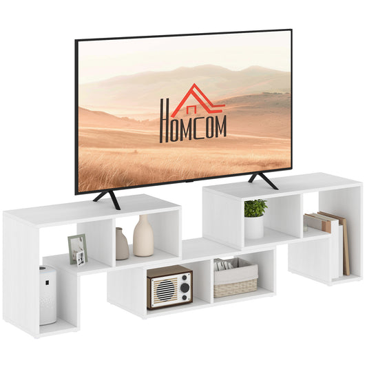 Photo of HOMCOM Three-Block Modular TV Stand - White Wood-Effect in Wood-Effect colour on a white background