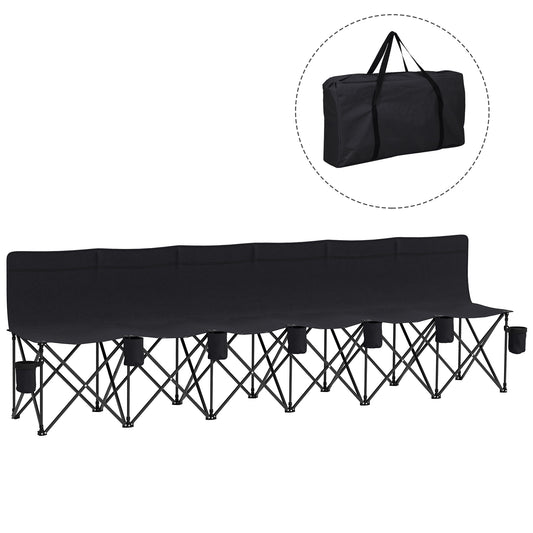 Photo of Outsunny 6 Seater Folding Camping Chair with Cup Holder & Carry Bag - Black in Black colour on a white background
