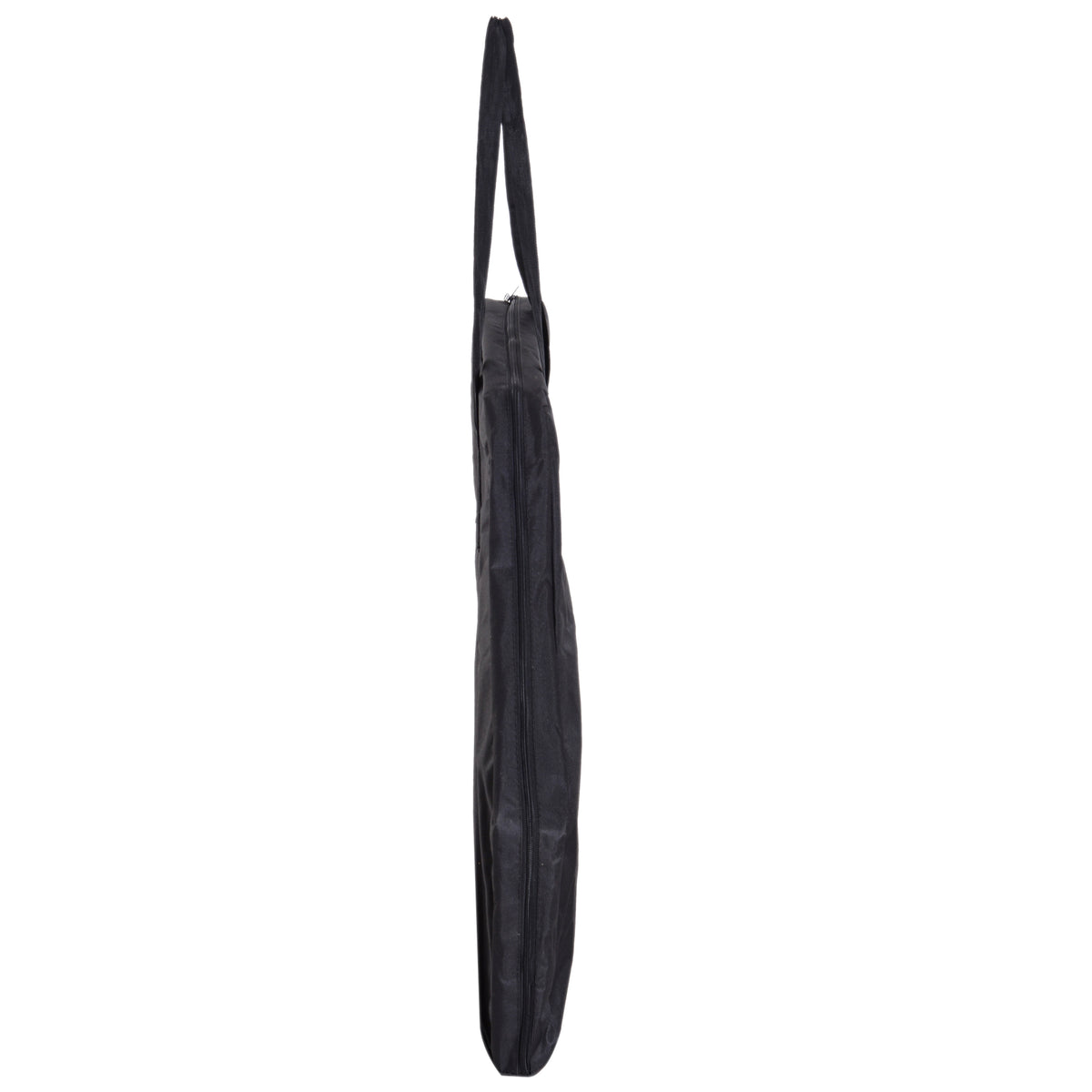 Side view of the slim black carrying bag for the poker table topper