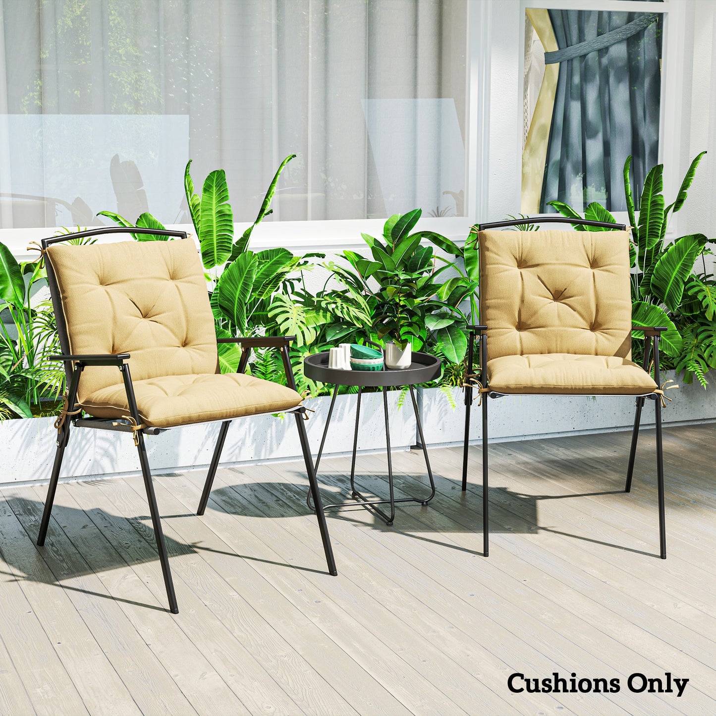 Outsunny Set of Two Outdoor Seat Cushions - Khaki