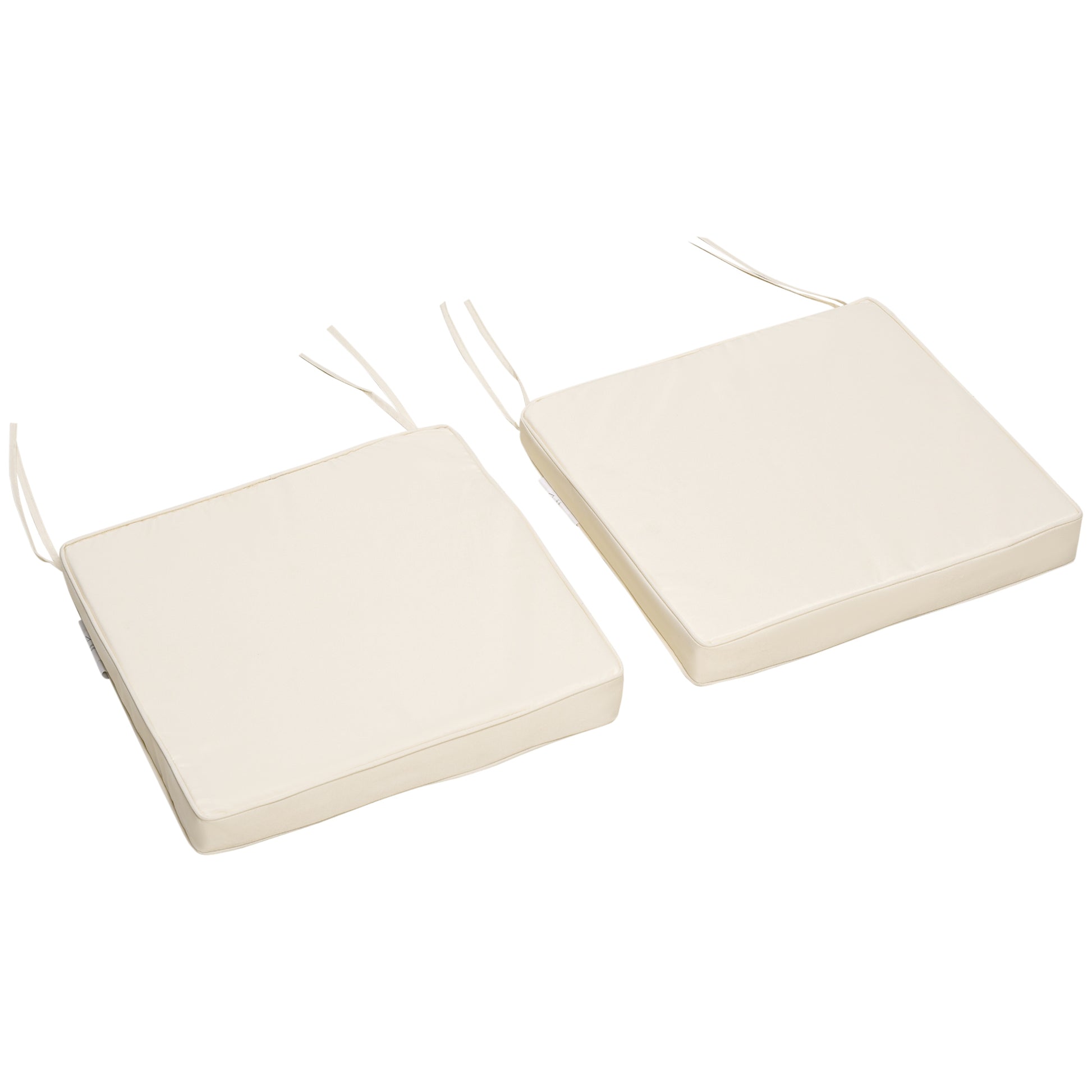 Photo of Outsunny Set of 2 Garden Chair Cushions with Ties, 45 x 45 cm Replacement Cushions for Outdoor Furniture, Cream White in White colour on a white background