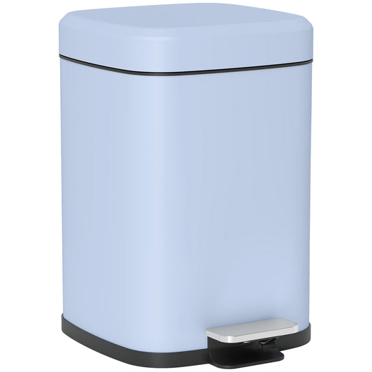 Photo of HOMCOM 12L Modern Boxy Metal Home Kitchen Bin - Light Blue in Blue colour on a white background