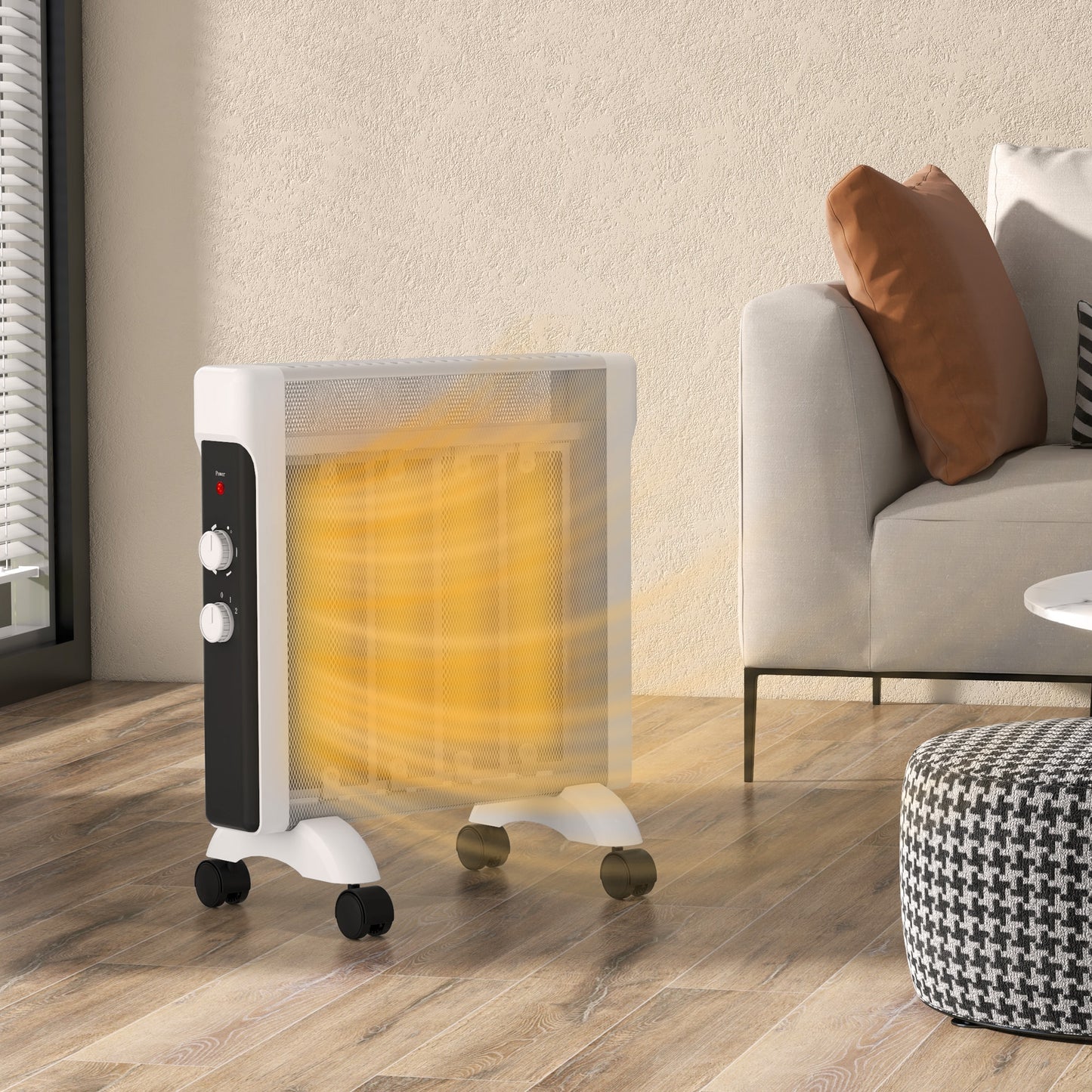 HOMCOM 2kW Electric Heater, 10-45℃ Temperature - White