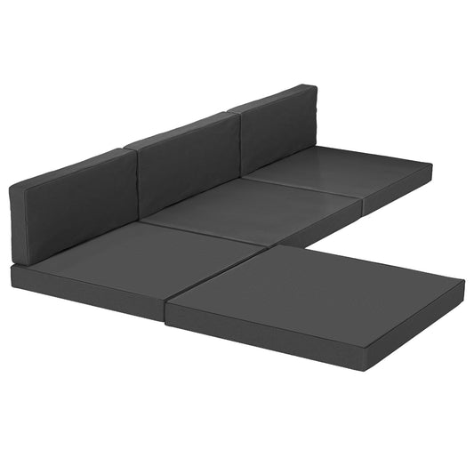 Photo of Outsunny 7-Piece Patio Furniture Cushions, Outdoor Loveseat Cushion with Removable Covers for Rattan Furniture, 60x60 cm, Black in Black colour on a white background