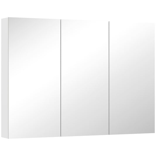 Photo of HOMCOM Three-Mirror Bathroom Storage Cabinet - White in White colour on a white background
