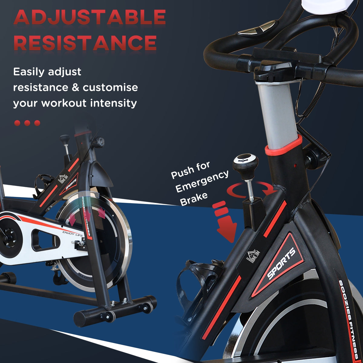 Exercise bike resistance adjustment knob and emergency brake