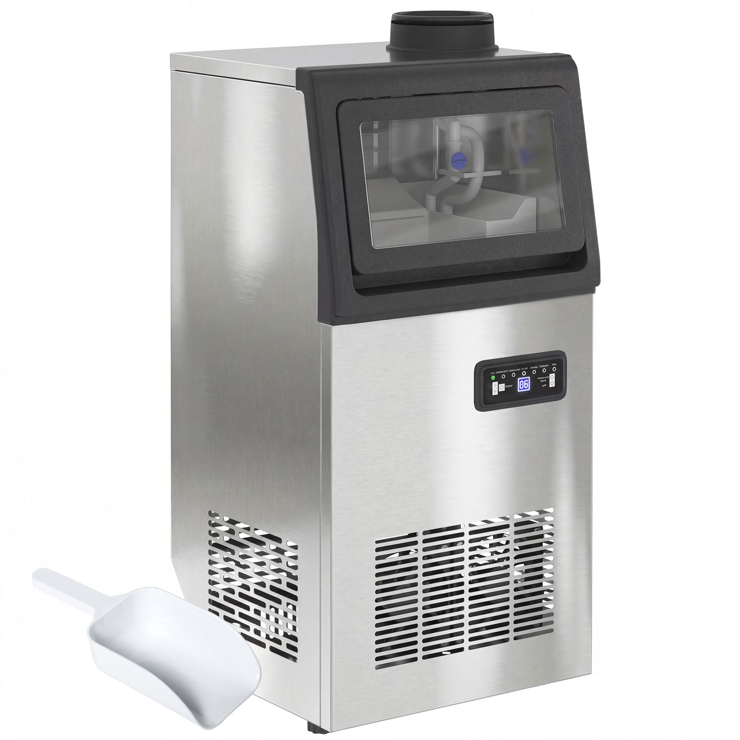 Photo of HOMCOM Commercial Ice Maker Machine, 36kg/24H Stainless Steel Under Counter or Freestanding Ice Machine, Silver in Silver colour on a white background