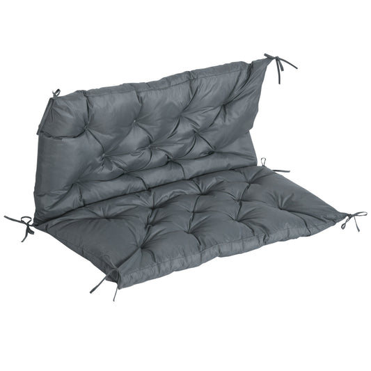 Photo of Outsunny 2 Seater Bench Cushion, Garden Chair Cushion with Back and Ties for Indoor and Outdoor Use, 98 x 100 cm, Dark Grey in Grey colour on a white background