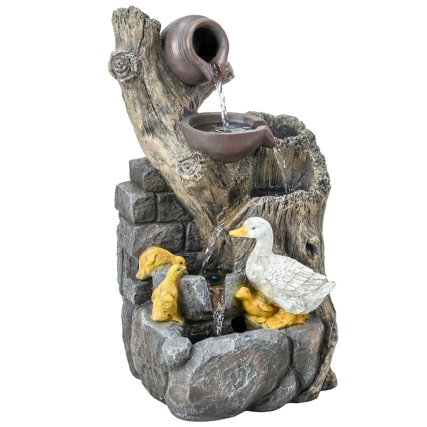 Photo of Outsunny 5-Tier Outdoor Waterfall Fountain, Freestanding Self-Contained Cascading Water Feature Garden Landscape in Landscape colour on a white background