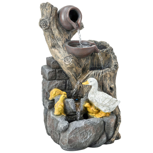 Photo of Outsunny 5-Tier Outdoor Waterfall Fountain, Freestanding Self-Contained Cascading Water Feature Garden Landscape in Landscape colour on a white background