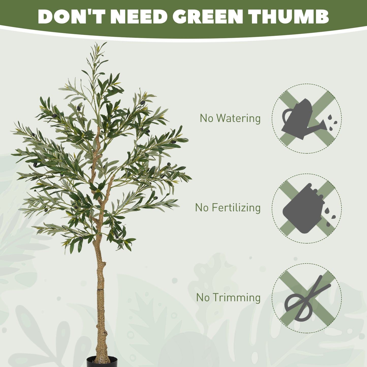 HOMCOM Set of Two Silk Leaf Artificial Olive Trees
