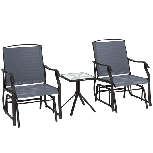 Photo of Outsunny Glider Rocking Chair & Table Set 2 Single Seaters Rocker Garden Swing Chair Patio Furniture Bistro Set Grey in Grey colour on a white background