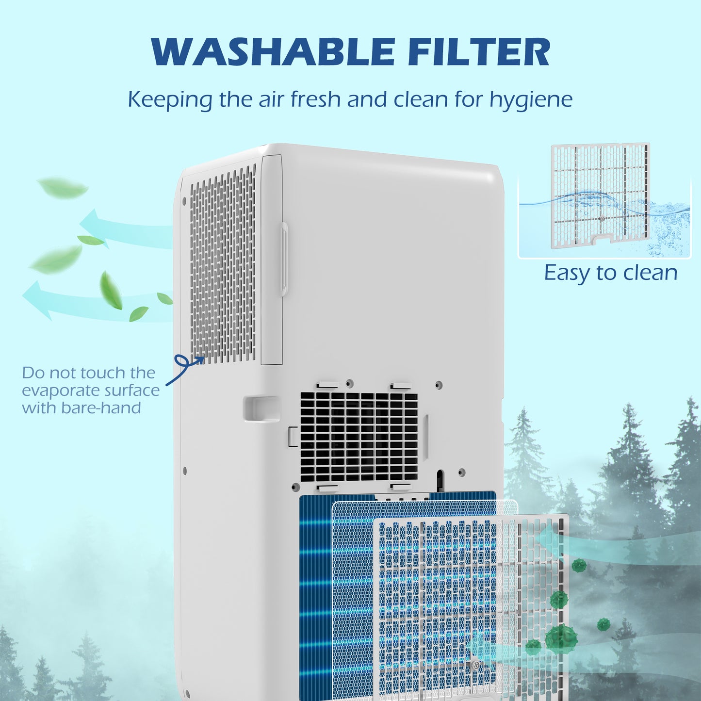 HOMCOM 9,000 BTU Mobile Air Conditioner for Room up to 28m², with Dehumidifier, 24H Timer, Wheels, Window Mount Kit