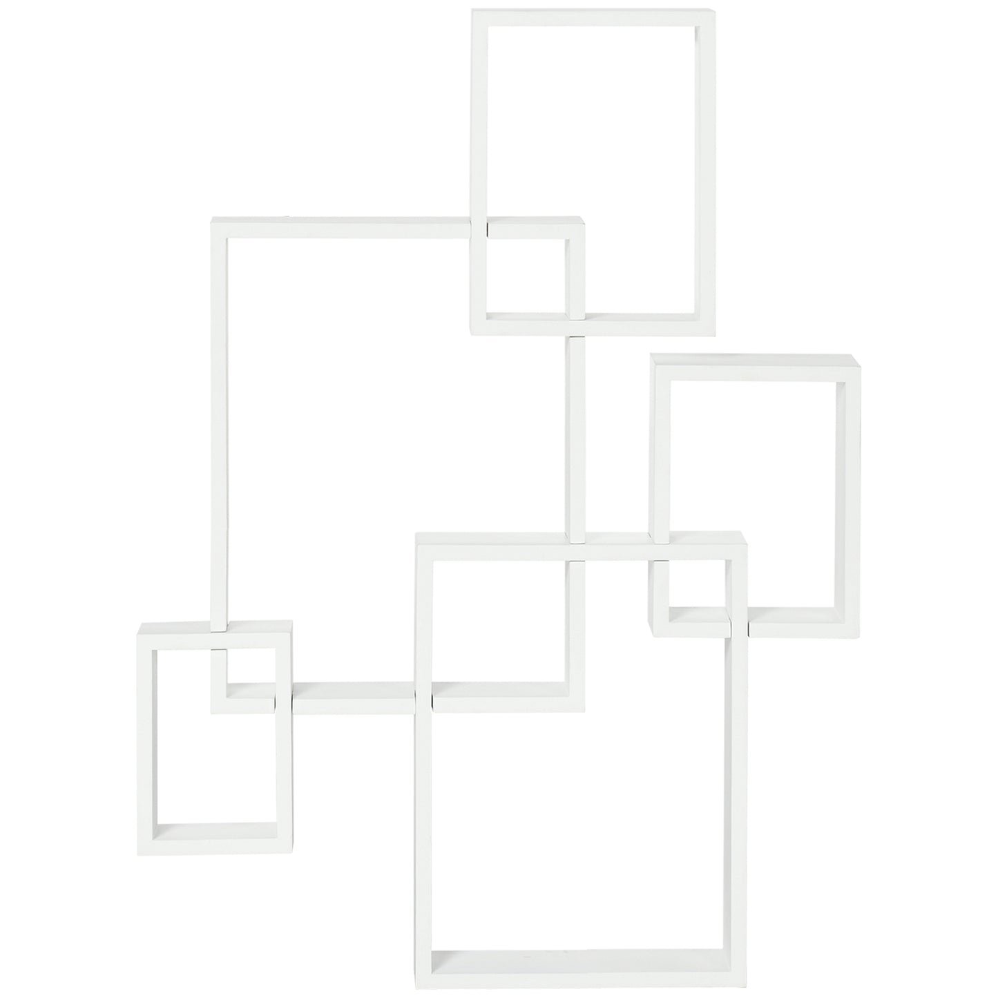 Photo of HOMCOM Floating Shelves, Wall Mounted Interlocking Cube Shelves, Display Wall Shelf for Living Room, Bedroom, Hallways, White in White colour on a white background