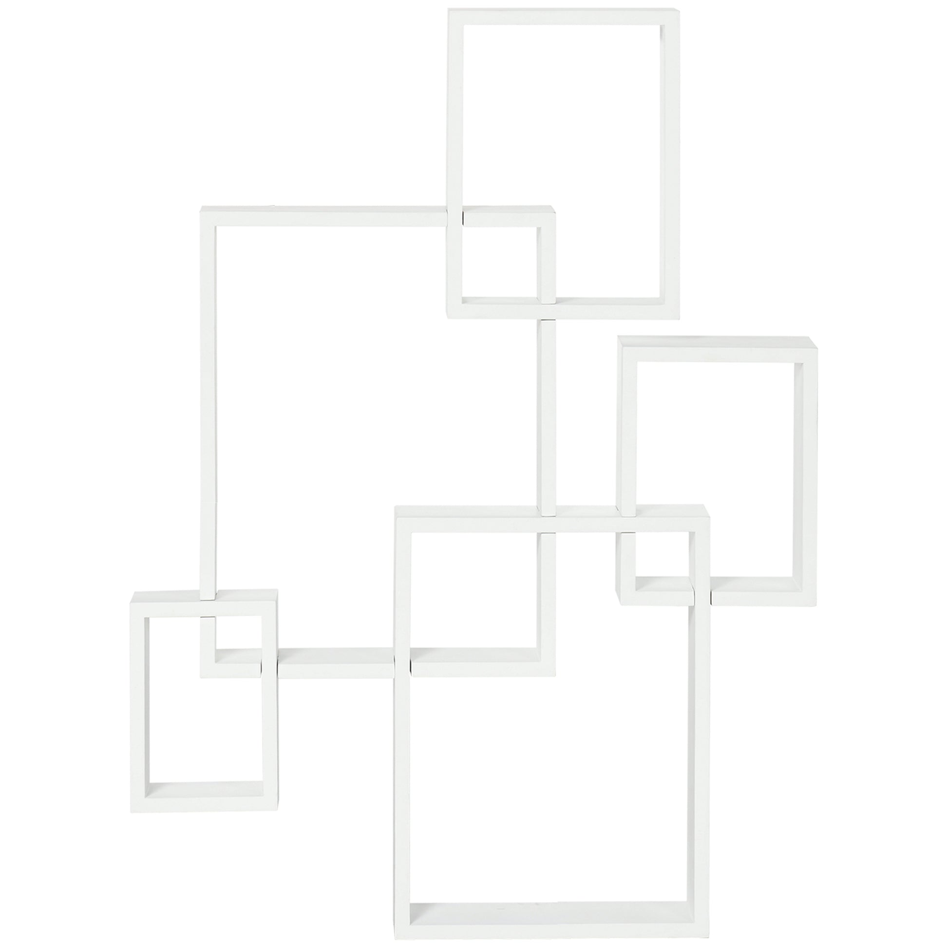 Photo of HOMCOM Floating Shelves, Wall Mounted Interlocking Cube Shelves, Display Wall Shelf for Living Room, Bedroom, Hallways, White in White colour on a white background