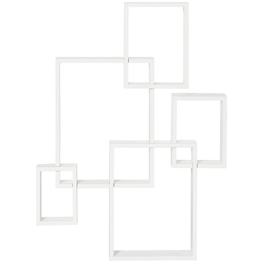Photo of HOMCOM Floating Shelves, Wall Mounted Interlocking Cube Shelves, Display Wall Shelf for Living Room, Bedroom, Hallways, White in White colour on a white background