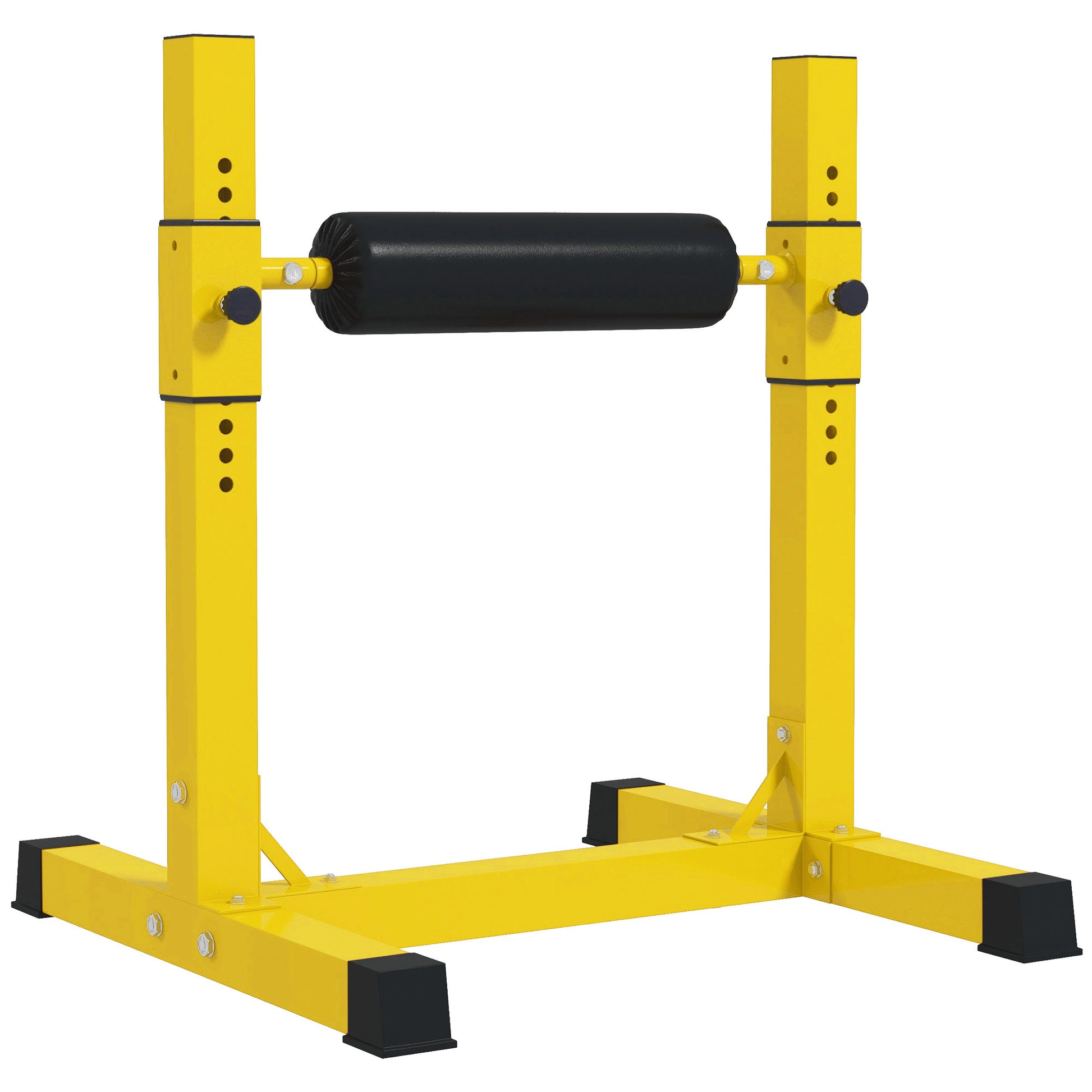 Photo of SPORTNOW Bulgarian Split Squat Stand, 12-Level Adjustable Single Leg Squat Machine with Foam Roller and Anti-Slip Pads for Lower Body Strength Training, Yellow in Yellow colour on a white background