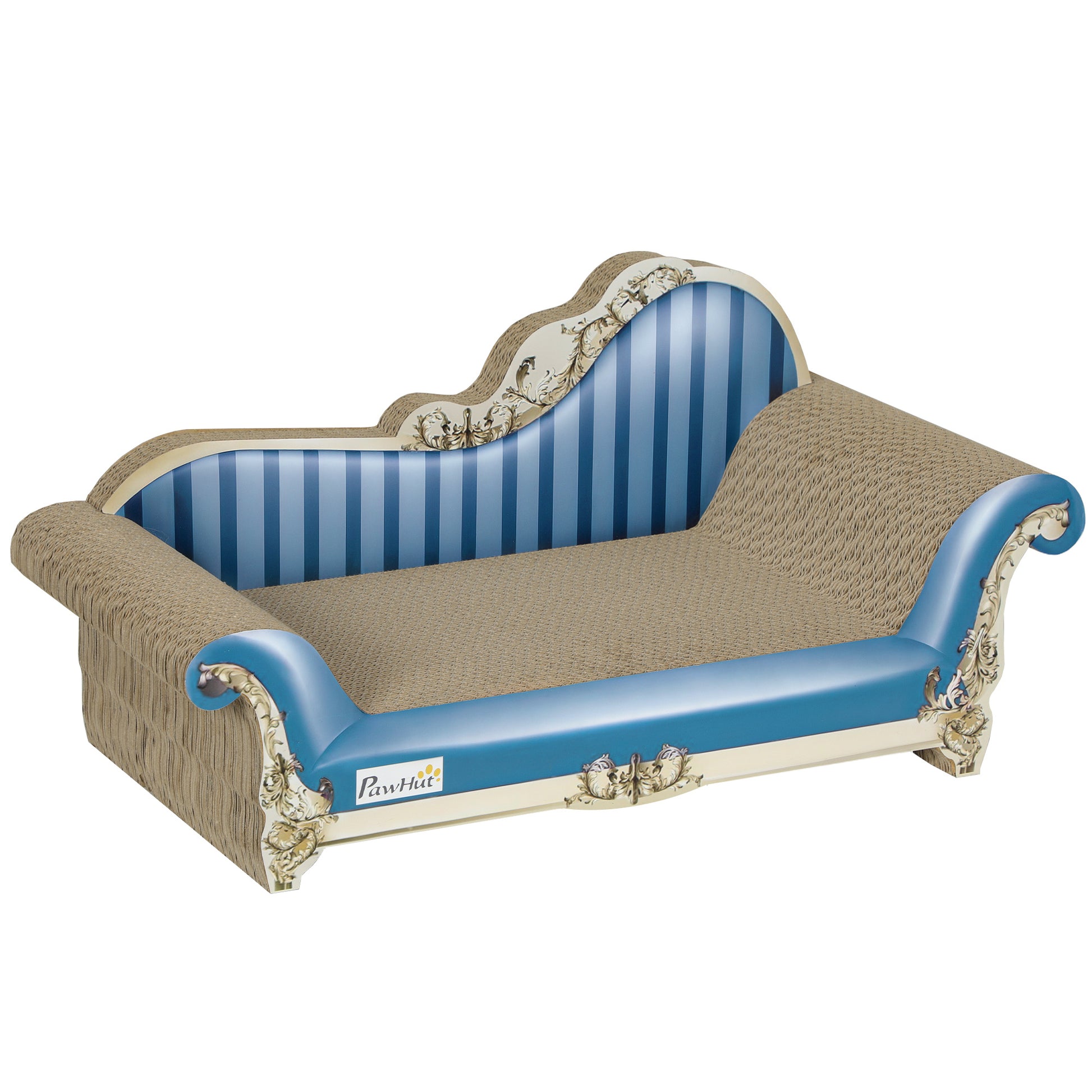 Photo of PawHut 2-in-1 Cat Scratching Board with Catnip for Indoor Cats, 26.5 x 57 x 26.5cm, Blue in Blue colour on a white background