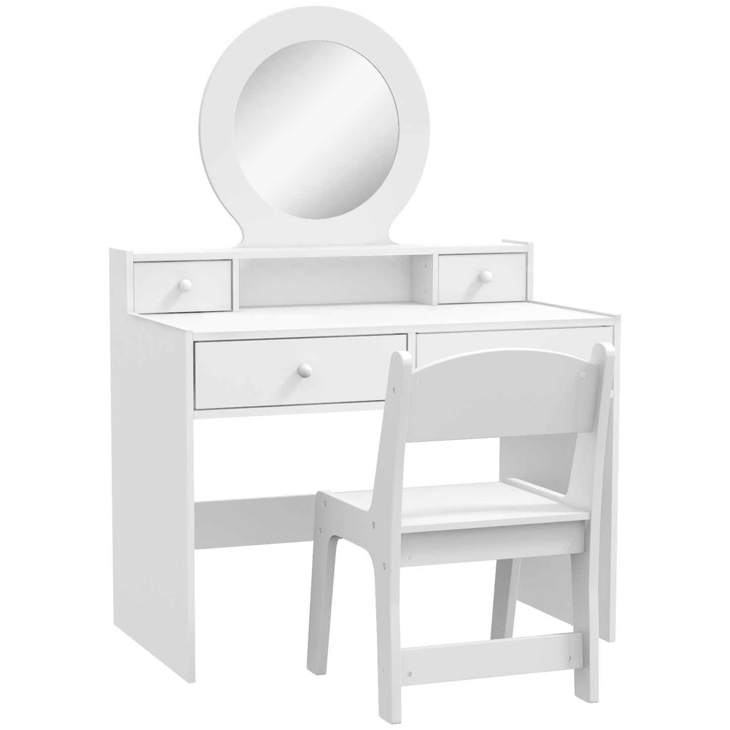 Photo of AIYAPLAY Kids Dressing Table Set Kids Make up Table with Stool and Mirror, Storage Drawers, Gift for Aged 3-8 in 3-8 colour on a white background