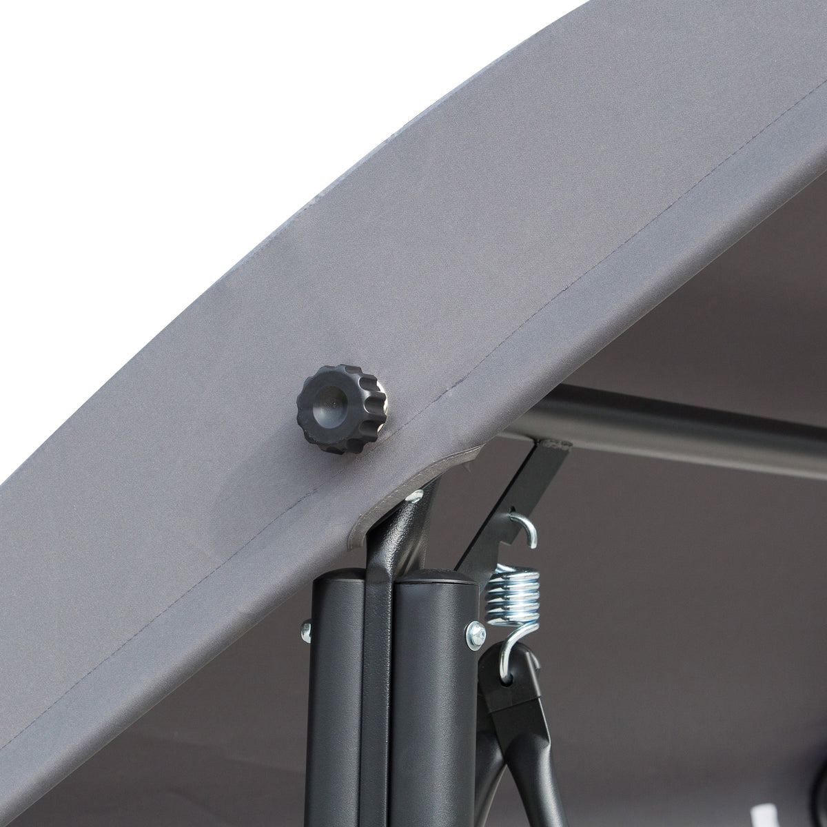 Outsunny swing canopy adjustment knob and spring hook close-up
