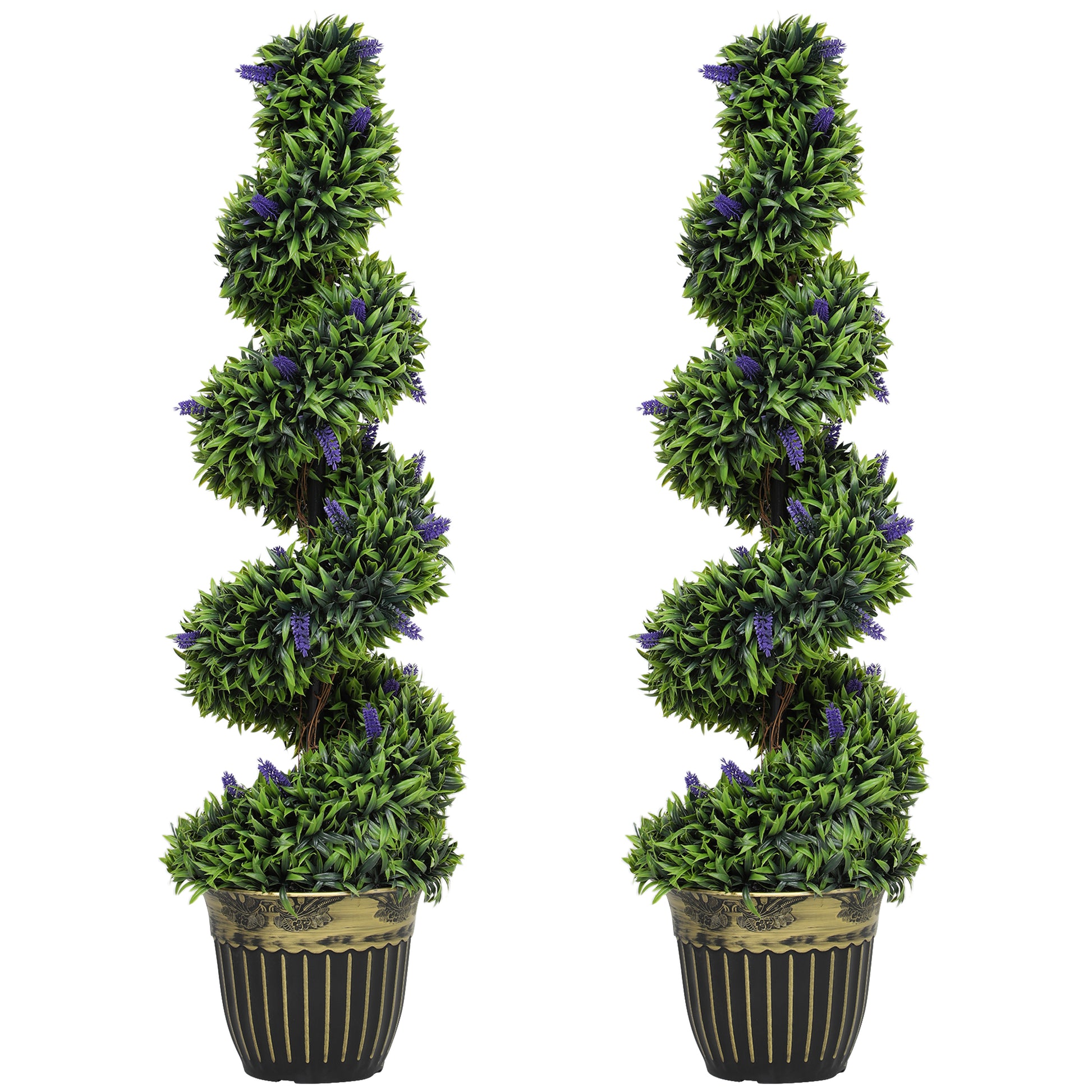 Photo of HOMCOM Set of Two 115cm Artificial Lavender Trees in Trees colour on a white background