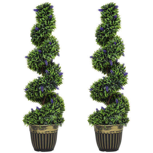 Photo of HOMCOM Set of Two 115cm Artificial Lavender Trees in Trees colour on a white background