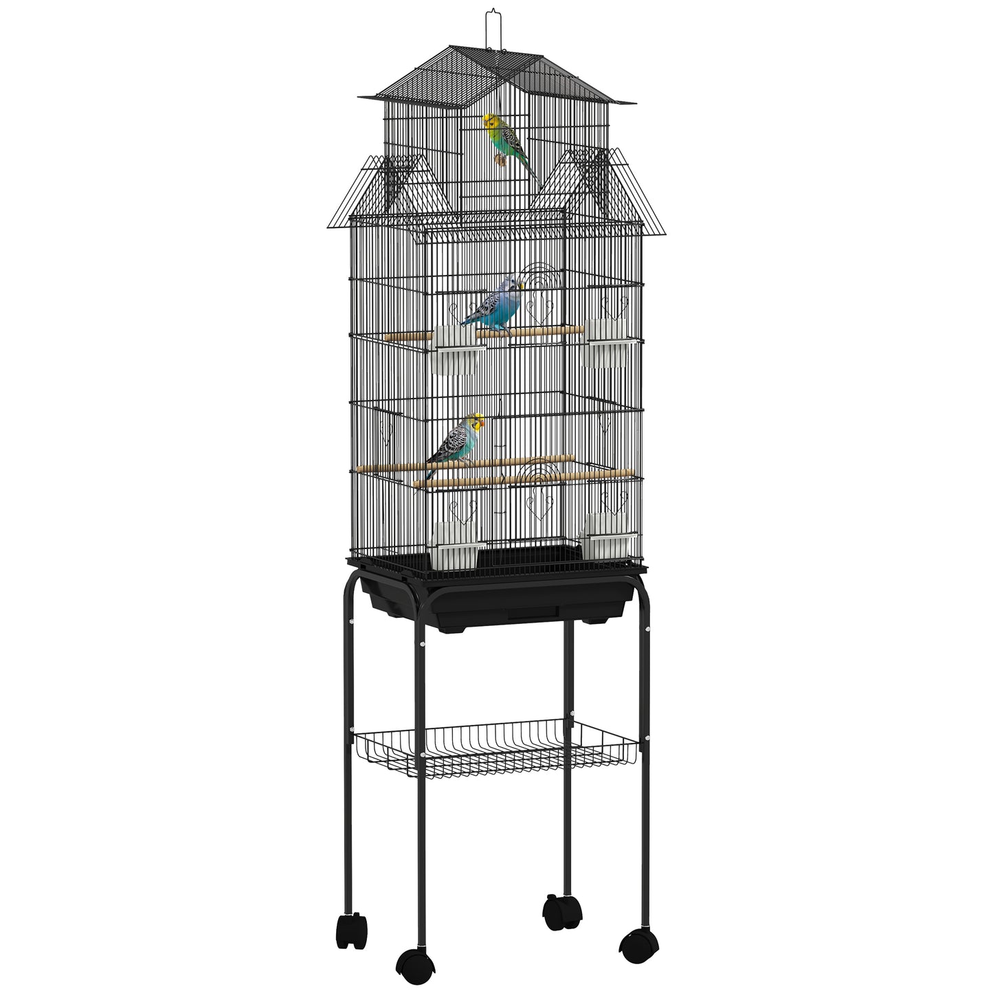 Photo of PawHut Metal Bird Cage with Plastic Swing, Perch, Food Container, Tray, Handle, for Finches, Canaries, Budgies, 43 x 32.5 x 163 in 163 colour on a white background