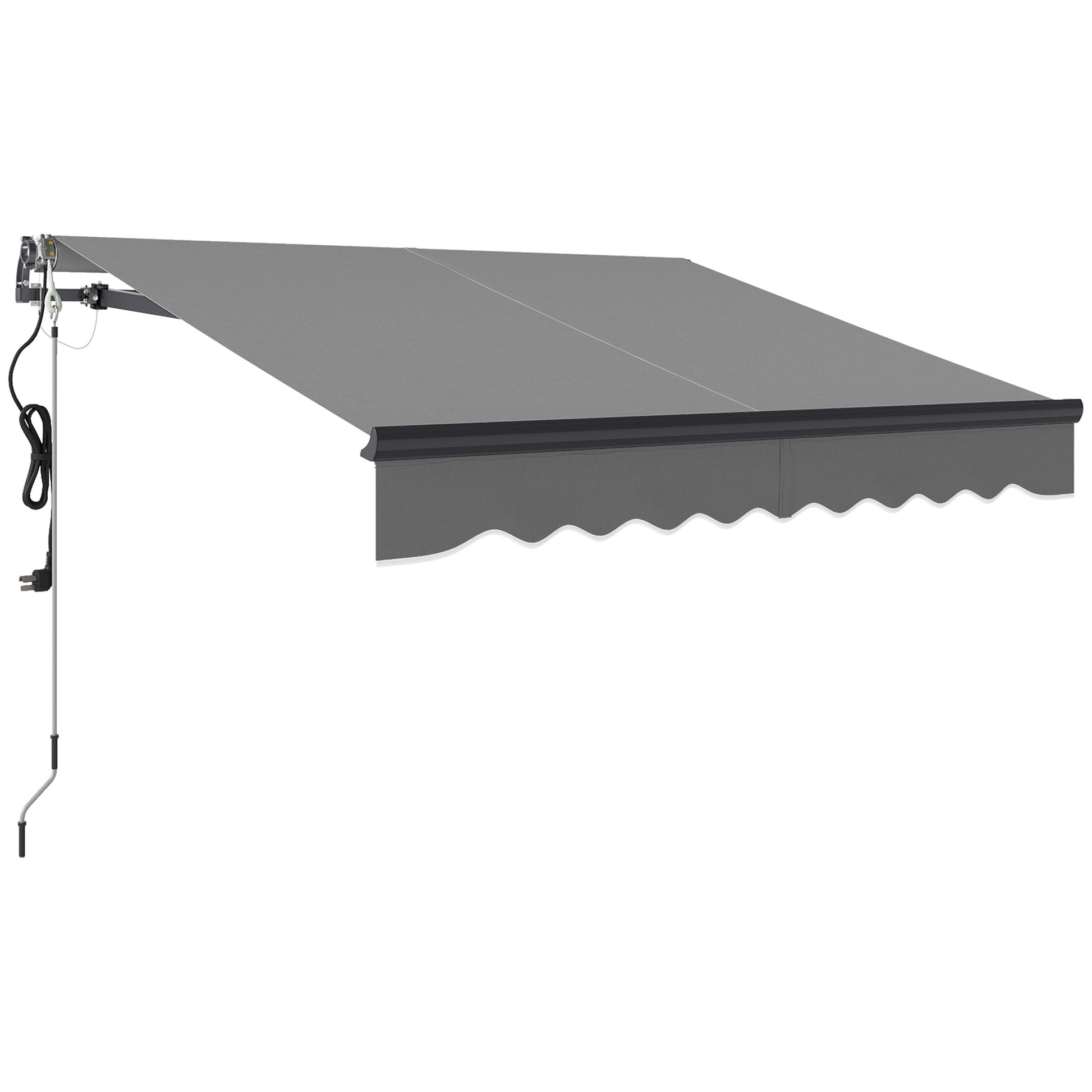 Photo of Outsunny 2.5 x 2m Electric Awning with Remote Controller, Aluminium Frame Retractable Awning, Dark Grey in Grey colour on a white background