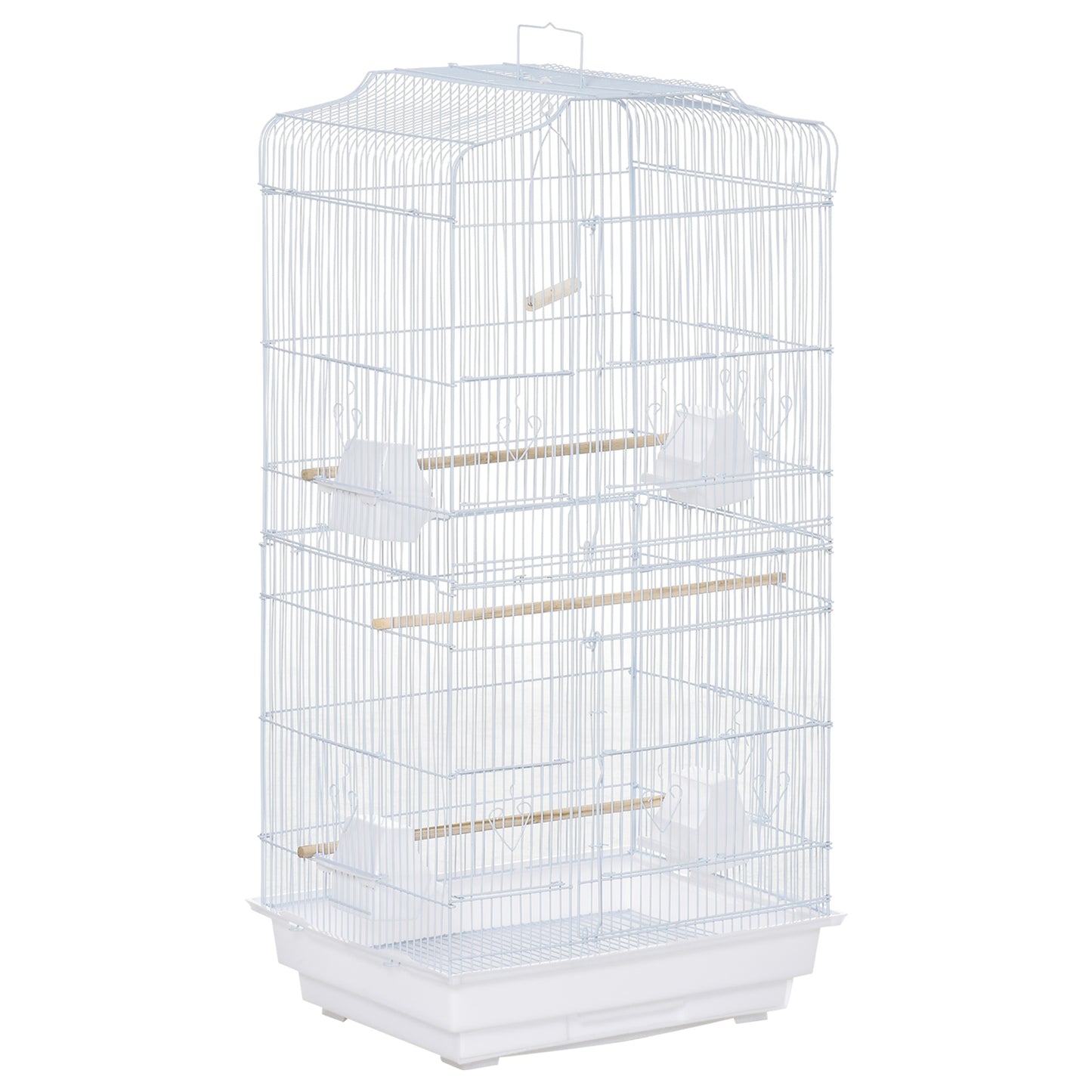 Photo of PawHut Large Metal Bird Cage with Perches, Food Bowls, Swing, for Budgies, Parakeets, White in White colour on a white background