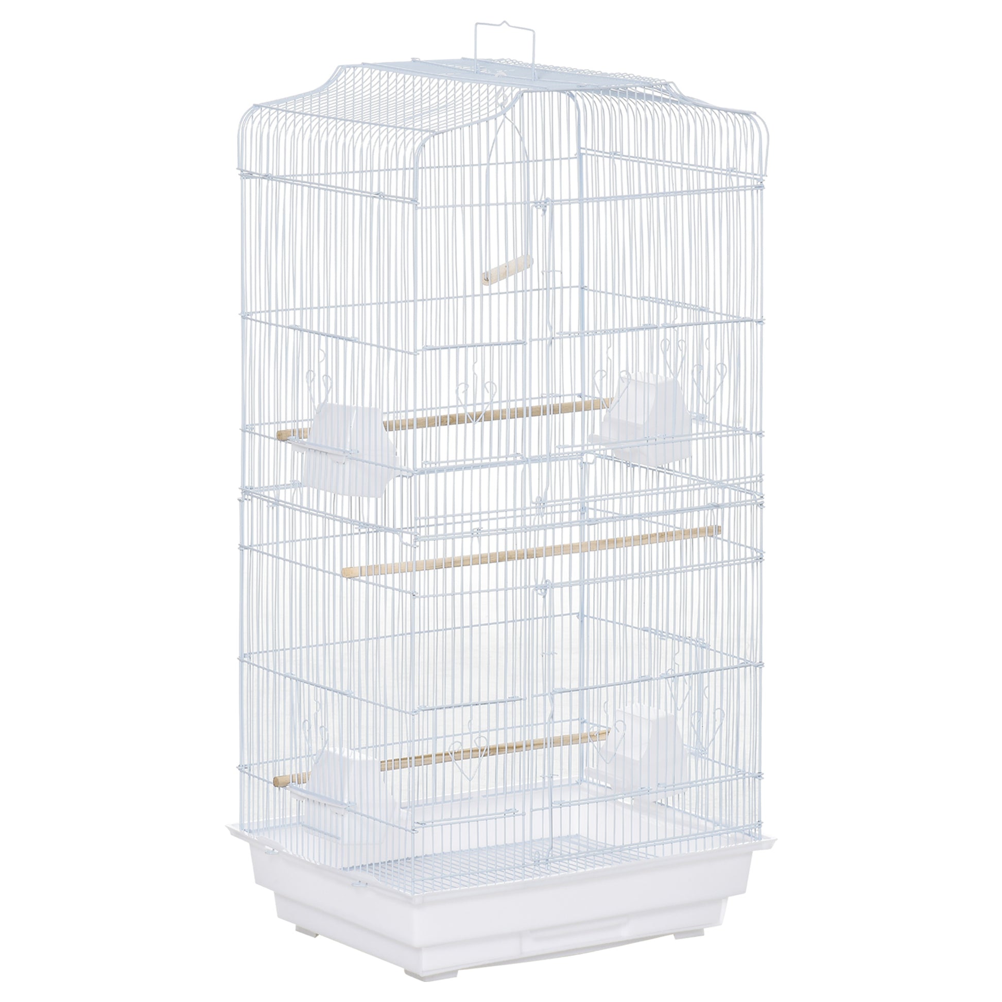 Photo of PawHut Large Metal Bird Cage with Perches, Food Bowls, Swing, for Budgies, Parakeets, White in White colour on a white background