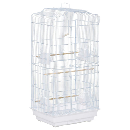 Photo of PawHut Large Metal Bird Cage with Perches, Food Bowls, Swing, for Budgies, Parakeets, White in White colour on a white background