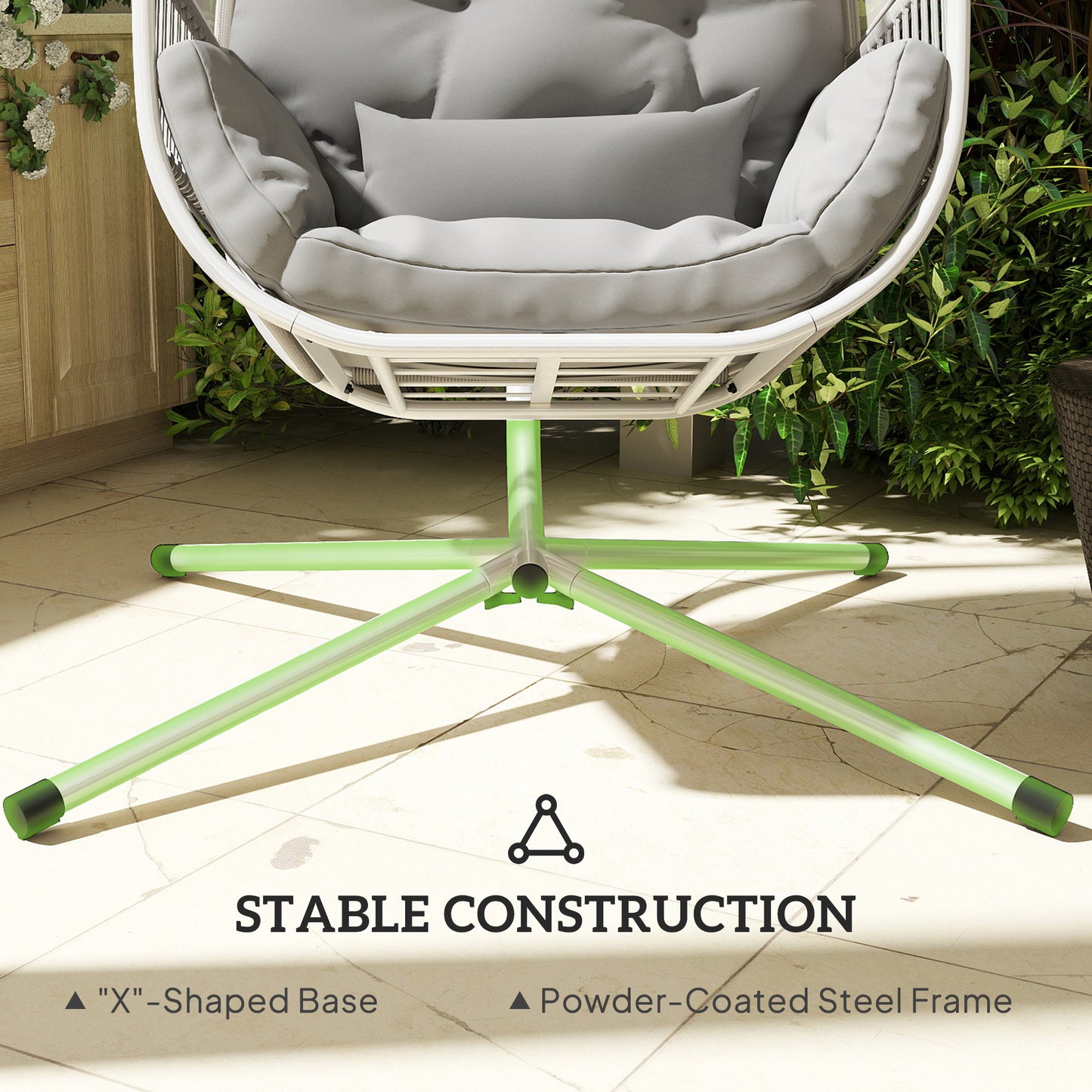 Outsunny Hanging Egg Chair, with Cushion - Light Grey