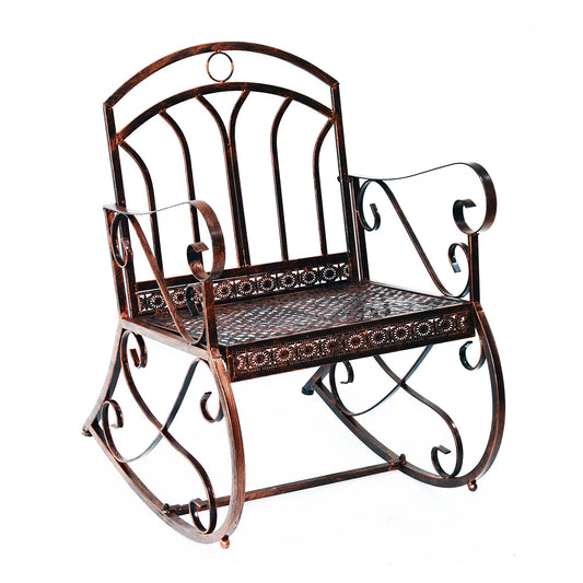 Photo of Outsunny Metal Single Chair 1 Seater Garden Outdoor Rocking Chair Vintage Style Bronze in Bronze colour on a white background