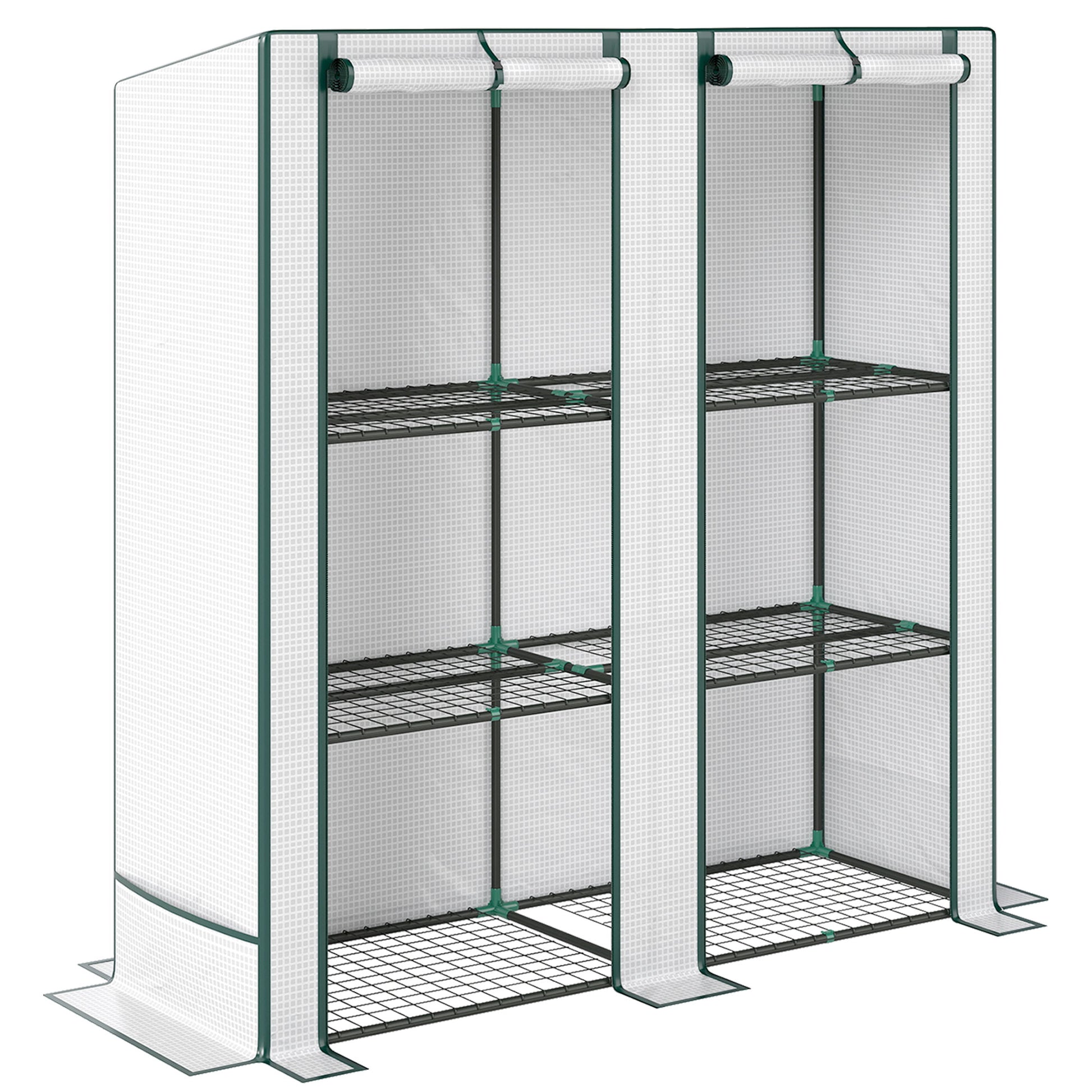 Photo of Outsunny Three-Tier Mini Greenhouse - White in White colour on a white background