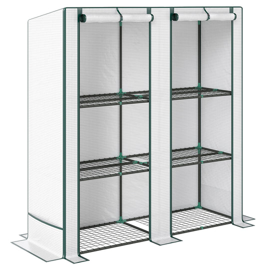 Photo of Outsunny Three-Tier Mini Greenhouse - White in White colour on a white background