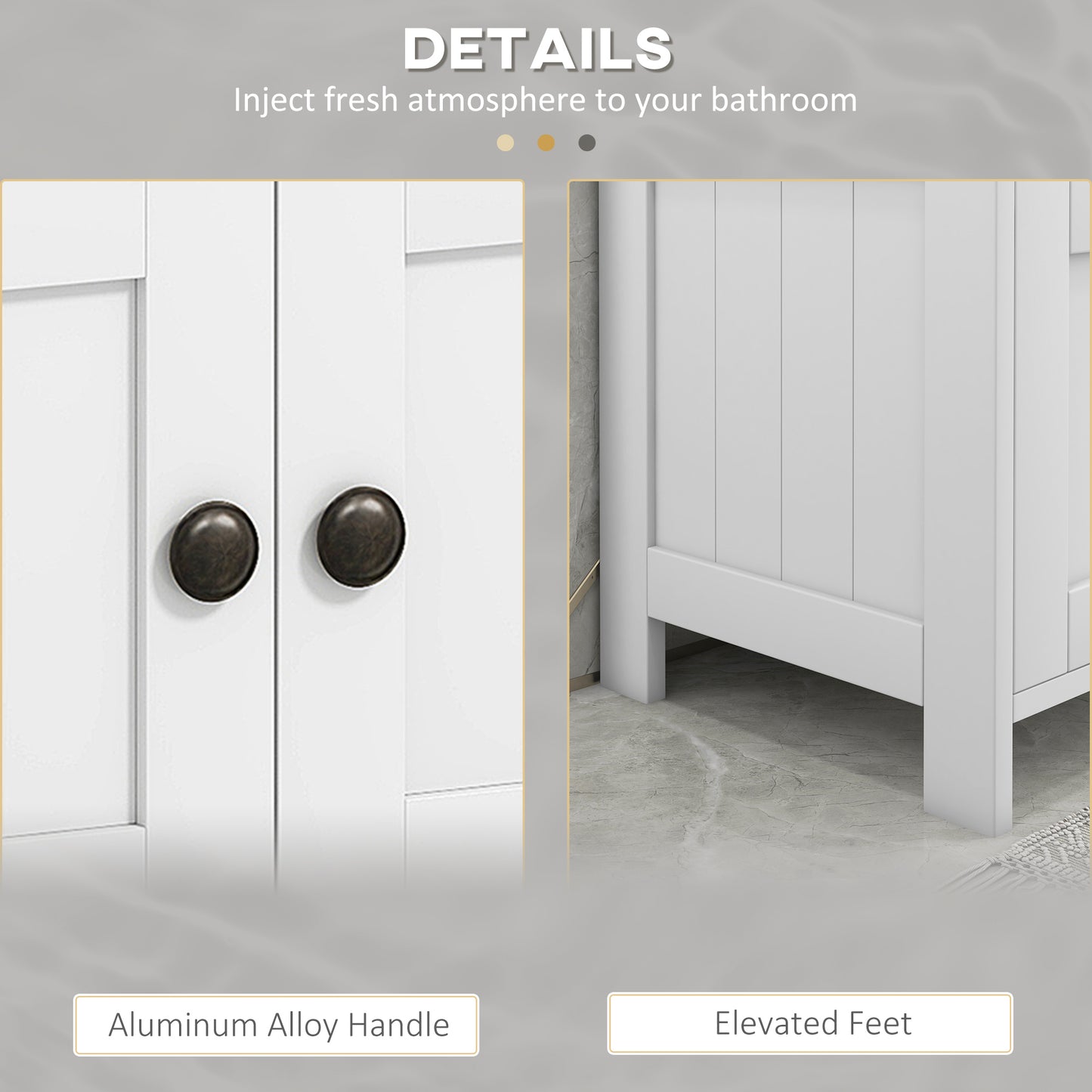 kleankin Pedestal Under Sink Cabinet with Double Doors, Modern Bathroom Vanity Storage Unit with Shelves, White