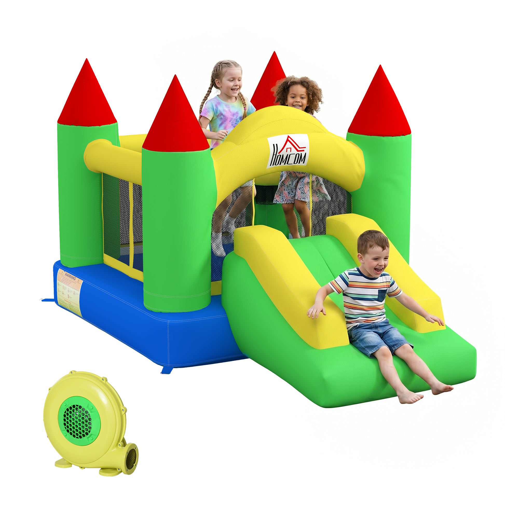 Photo of HOMCOM Nylon Inflatable Bouncy Castle, Fire and Water Resistant, Puncture-proof, Multi-Colour in Multi-Colour colour on a white background