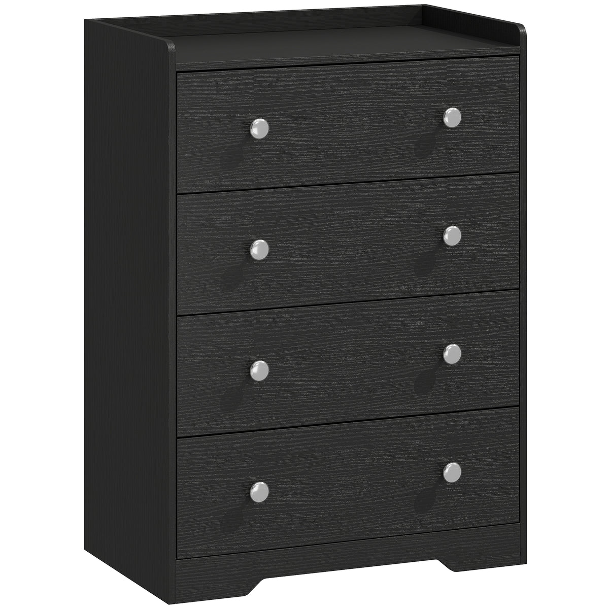 Photo of HOMCOM 4 Drawer Chest of Drawers, Modern Dresser for Bedroom, Storage Cabinet for Living Room Entryway, Black Wood Effect in Effect colour on a white background