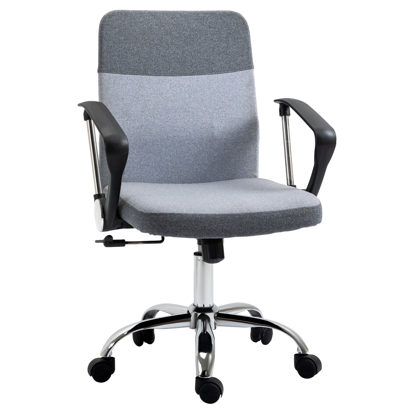 Photo of Vinsetto Office Chair Linen Fabric Swivel Computer Desk Chair Home Study Adjustable Chair with Wheels, Grey in Grey colour on a white background